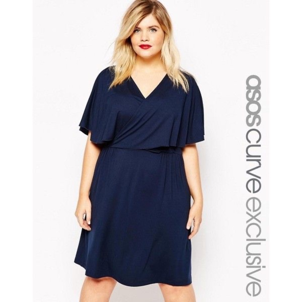 ASOS Curve Navy Cape Dress